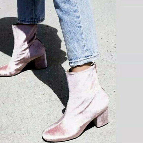 Free People Shoes | Free People blush velvet booties - Picture 3 of 7